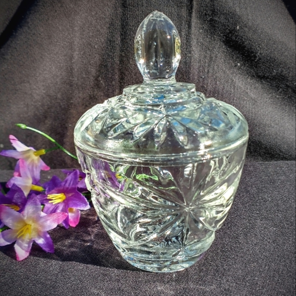 Mid Century Glass Candy Jar & Lid